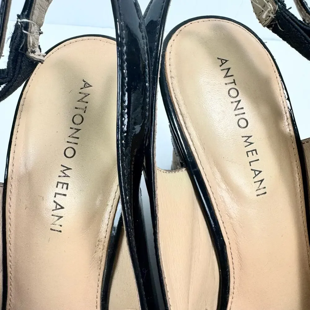Patent Leather Cork Wedge Slingback Sandals 8.5 Rosie Y2K Glam
